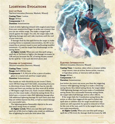 Upon casting this spell, the wizard releases a powerful stroke of electrical energy that inflicts 1d6 points of damage per level of the spellcaster (maximum damage of 10d6) to each creature within its area of effect. . Dnd lightning spell